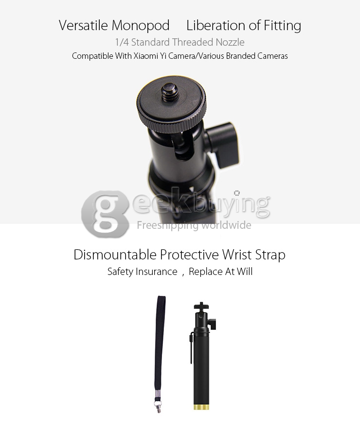 Original XiaoYi Alluminum Alloy Self-Timer Monopod Selfie Stick with Bluetooth Remote Controller For XiaoYi Yi Action Camera - Black