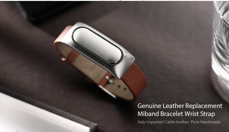 Original Xiaomi Miband Replacement Bracelet Genuine Leather Wrist Strap For Xiaomi Smart Watch - Brown