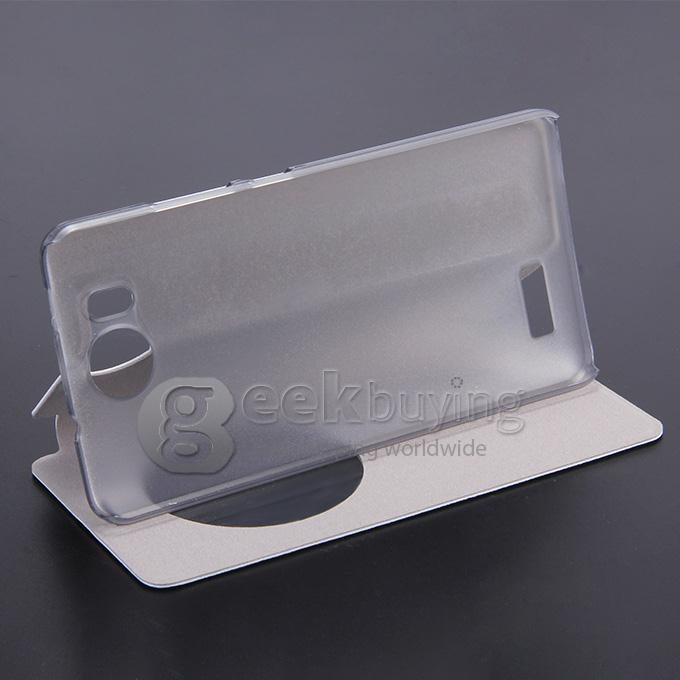 Protective Hard Cover Flip Stand Leather Case for UMI Hammer Smartphone - White