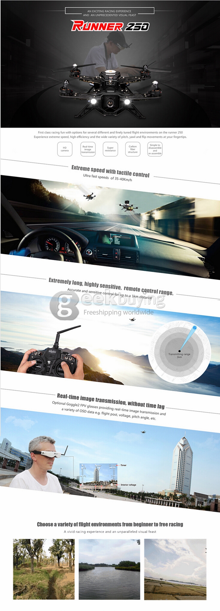Walkera Runner 250 Modular Design HD Camera FPV Racer With Devo 7--Basic 2