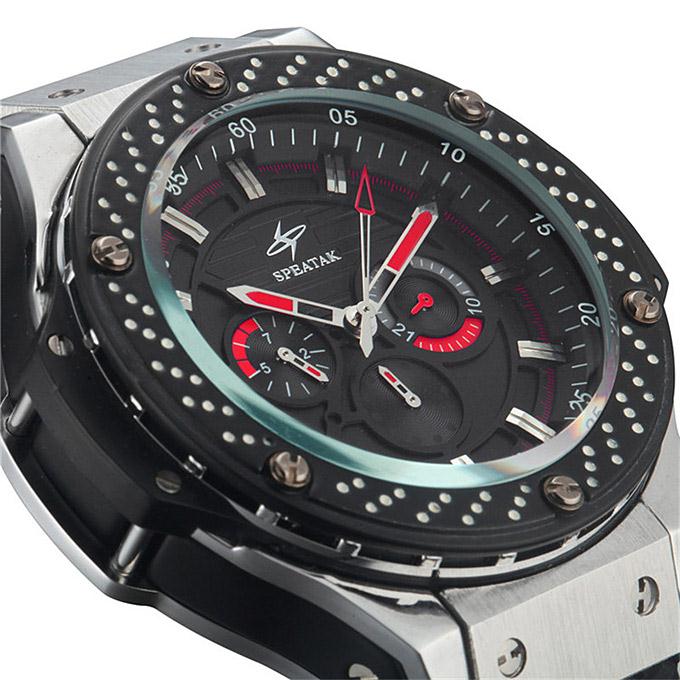 WH294 Speatak Leisure Personalized Dual Timer Men Quartz Sports Watch - Black