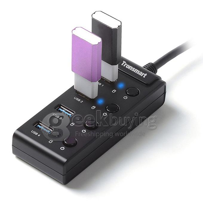 Tronsmart TS-UH4P1 4 Port Portable Super Speed USB Hub With 4 ON/OFF Switch For Travel