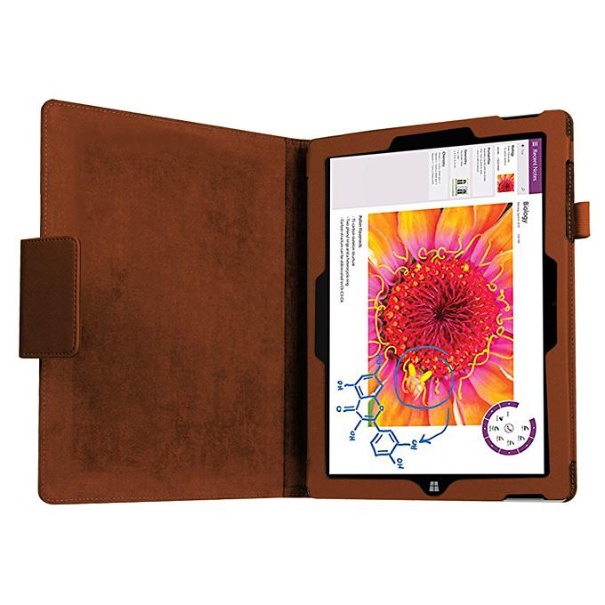 New Folio PU Leather Keyboard Stand Cover Case For 10.8 Inch Microsoft Surface 3 Tablet - Brown