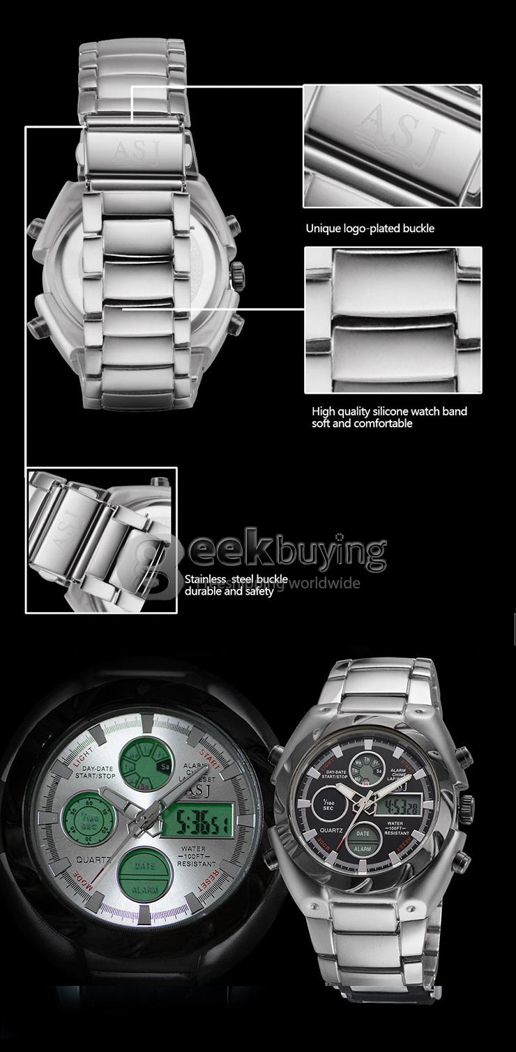 YR WH424 ASJ Multi-function Electronic Men Quartz Sports Watch With LCD Date And Time Display - Black