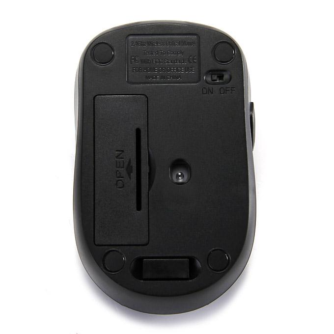 A800 Universal Optical Sensor 2.4GHz Wireless Mouse for Windows Mac OS - Black