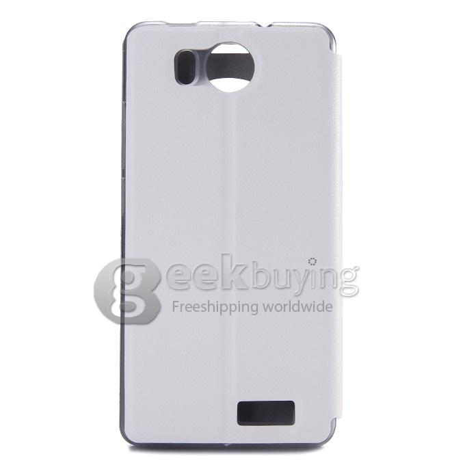 Protective Hard Cover Flip Stand Leather Case for UMI Hammer Smartphone - White