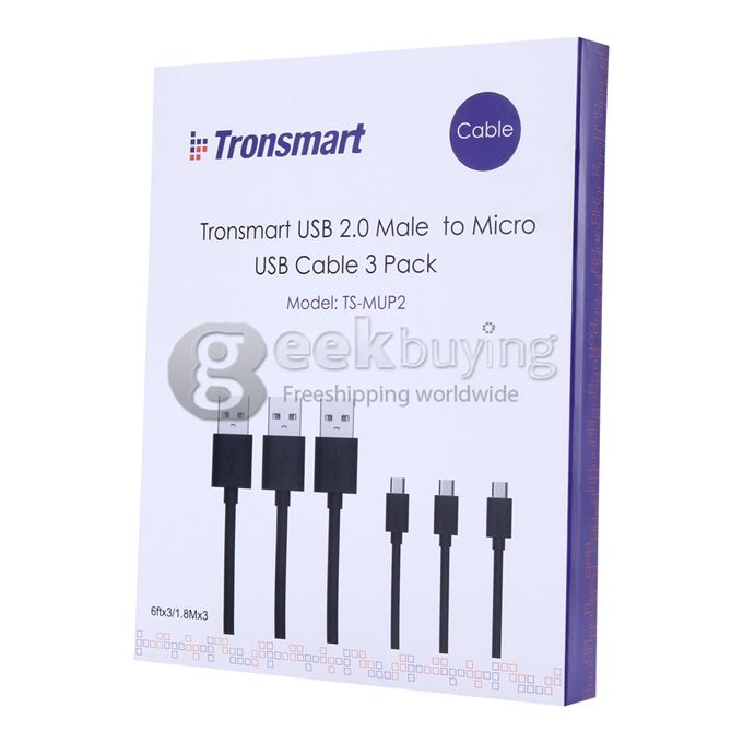 Tronsmart [3 Pack] 6ft*3 Micro USB Cables High Speed USB 2.0 Male to Micro USB Sync/Charging Cables