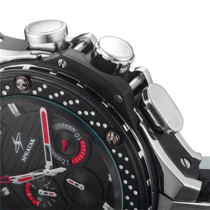 WH294 Speatak Leisure Personalized Dual Timer Men Quartz Sports Watch - Black