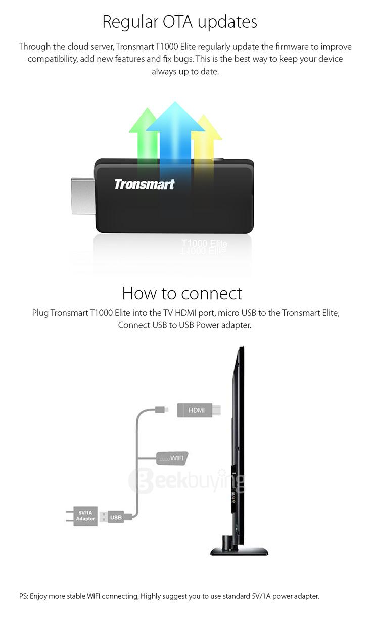 Tronsmart T1000 Elite Linux Wifi Display Dongle AM8252 HDMI 1080P 802.11 b/g/n for Miracast/DLNA/Airplay