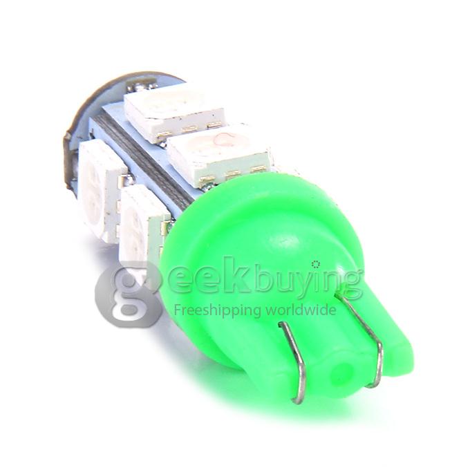 T10-5050-9SMD T10 3W 100-Lumen 9x5050 SMD LED Car Light Bulb Fog/Parking/Reading Lamp(2-Pack/DC 12V) - Green