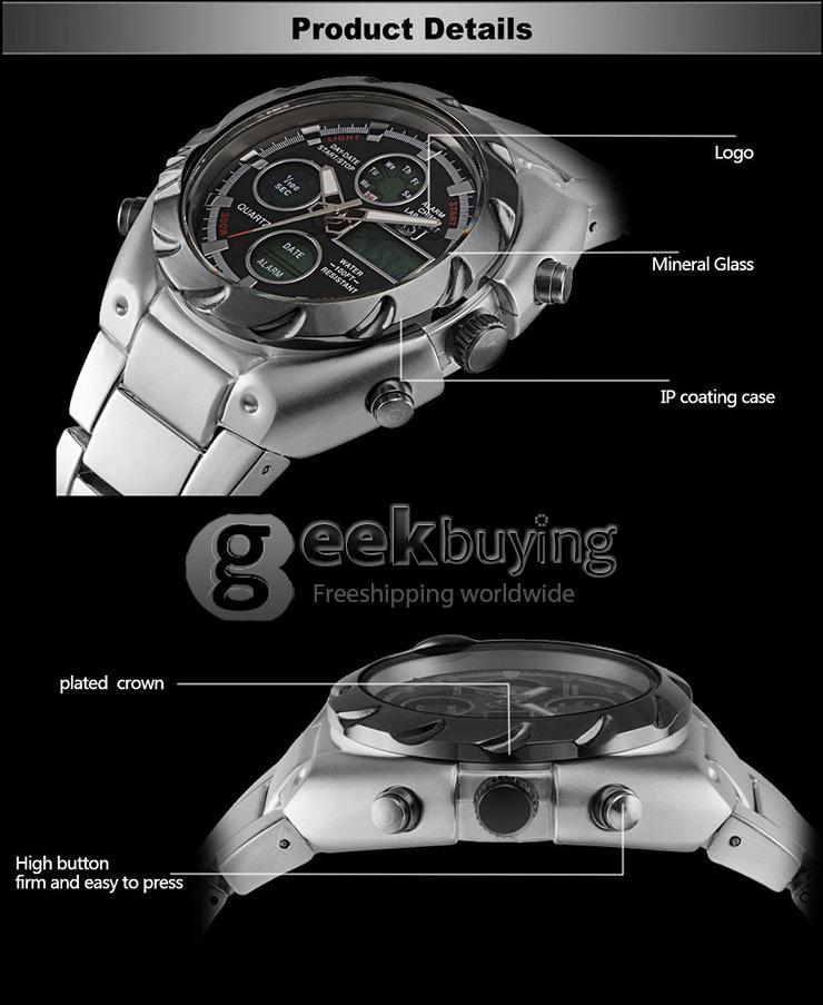 YR WH424 ASJ Multi-function Electronic Men Quartz Sports Watch With LCD Date And Time Display - Red