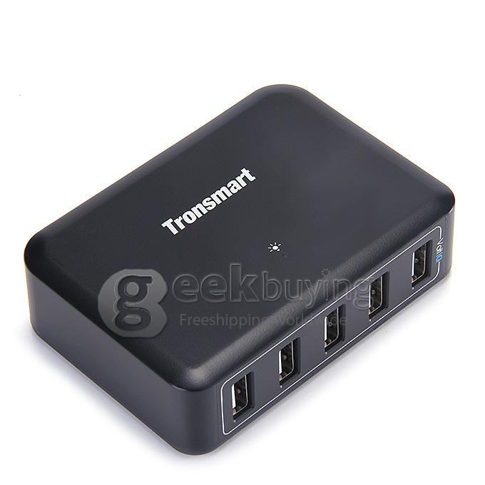 Tronsmart 5 Port 40W 8000mA Speed USB Smart Charger With VoltIQ For iPad iPhone iPod Android Windows Tablets - UK Plug