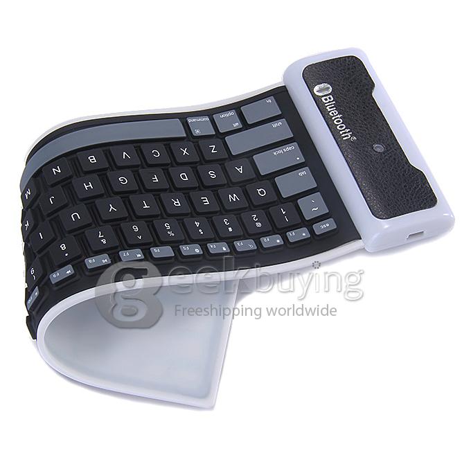 WP002 Foldable Wireless Bluetooth 2.0 Keyboard Portable Chocolate Mini Keyboard for PC Tablet Laptop - Black