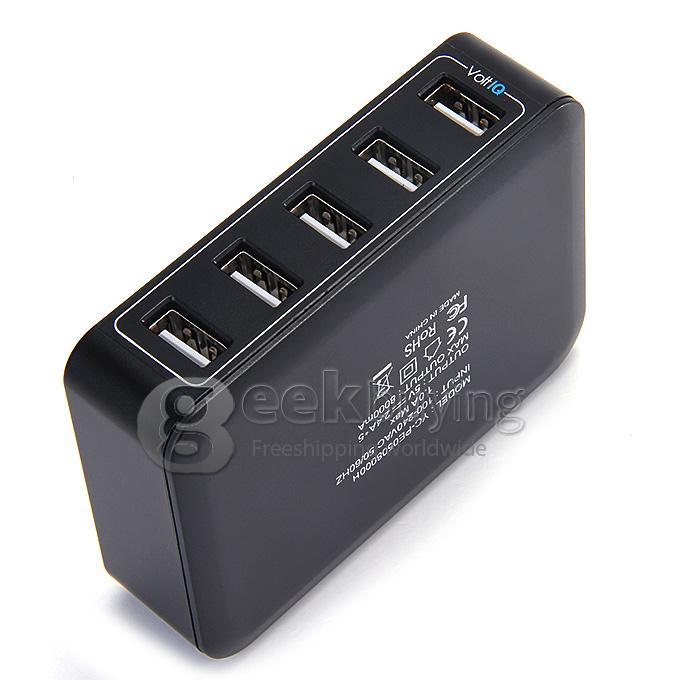 Tronsmart 5 Port 40W 8000mA Speed USB Smart Charger With VoltIQ For iPad iPhone iPod Android Windows Tablets - UK Plug