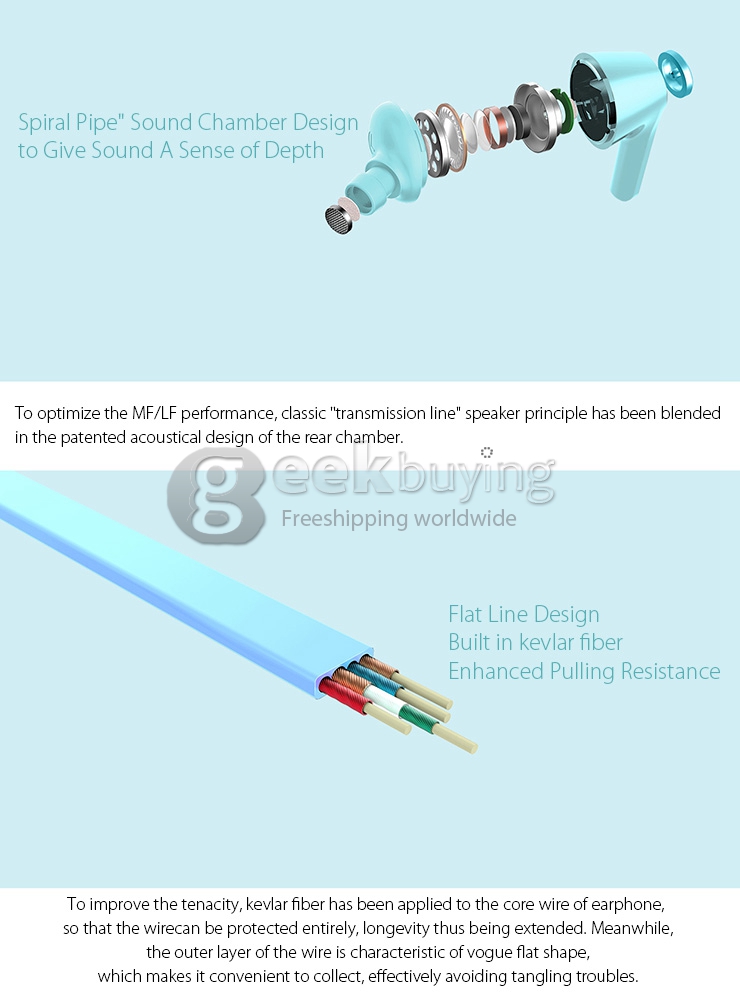 Original Xiaomi Piston III Dazzle Edition Earphones With Mellow Bass/Remote Mic For Android iOS - Glacier Blue