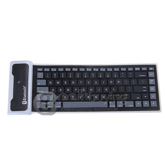 WP002 Foldable Wireless Bluetooth 2.0 Keyboard Portable Chocolate Mini Keyboard for PC Tablet Laptop - Black
