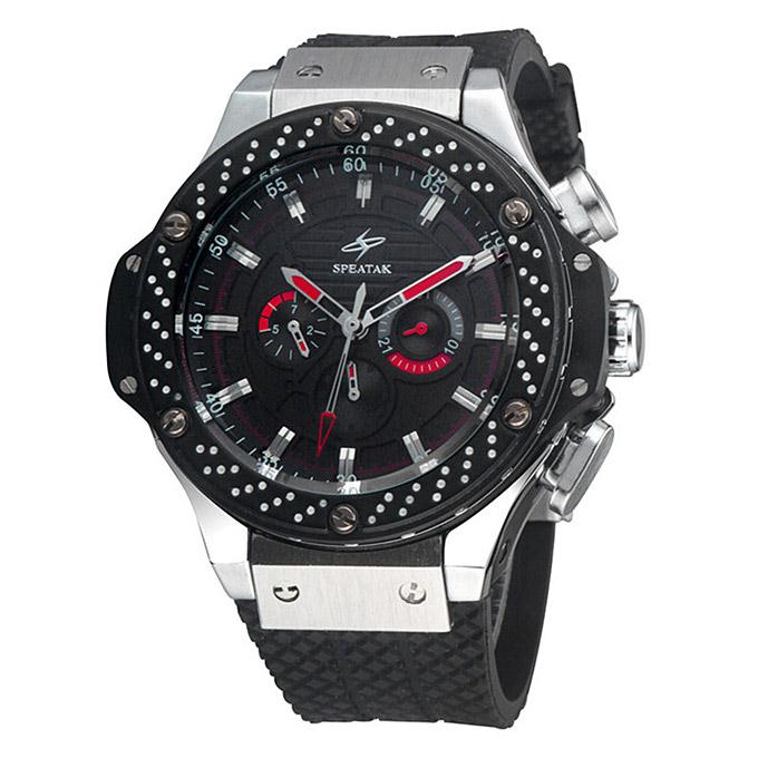 WH294 Speatak Leisure Personalized Dual Timer Men Quartz Sports Watch - Black