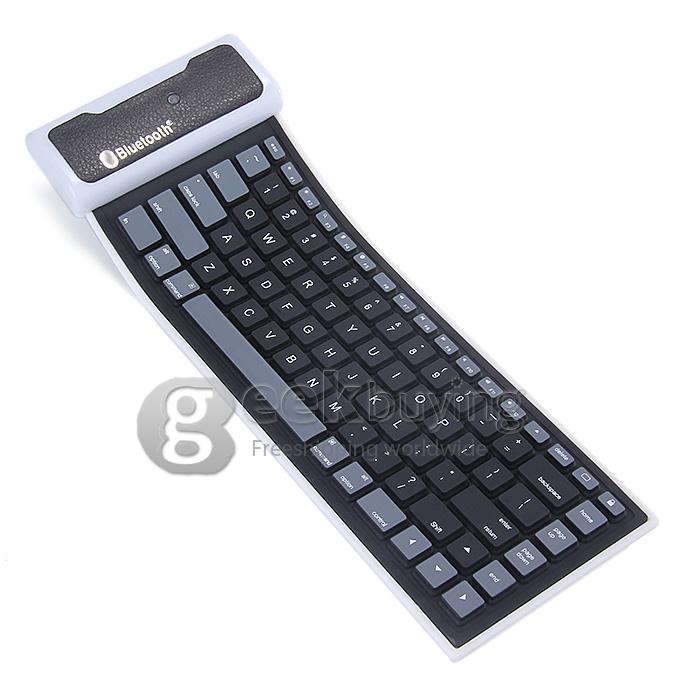 WP002 Foldable Wireless Bluetooth 2.0 Keyboard Portable Chocolate Mini Keyboard for PC Tablet Laptop - Black