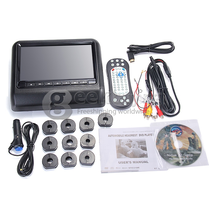 XD9901 9 Inch Digital HD LCD Bracket Car Headrest Monitor CD Games FM DVD Remote Controller Game Pad Function - Black