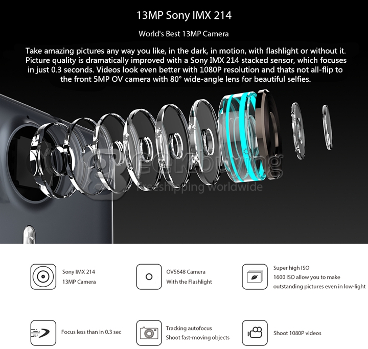 Ulefone Be Touch 2 5.5inch FHD 4G LTE Smartphone Android 5.1 3GB 16GB 64bit MT6752 Octa Core 1.7 GHz 13.0MP - Metal Grey