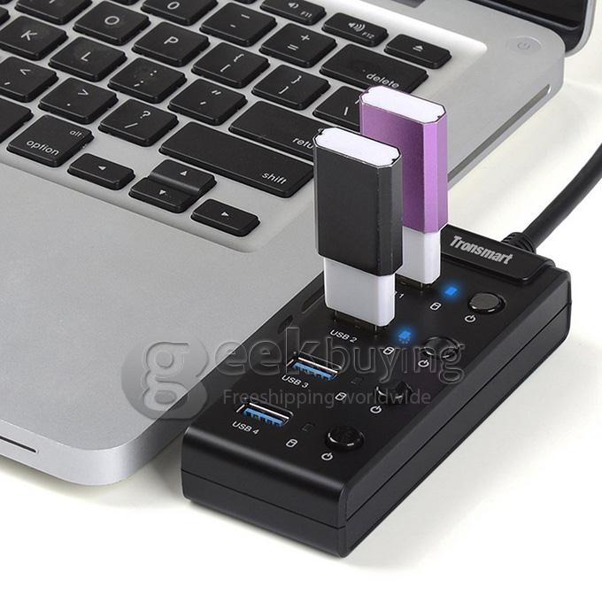 [France Stock]Tronsmart TS-UH4P1 4 Port Portable Super Speed USB Hub With 4 ON/OFF Switch For Travel