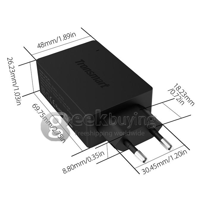 [Spain Stock] Qualcomm Certified Tronsmart Premium Design Quick Charge 2.0 42W 3 Ports Wall Charger for Samsung/Sony/HTC