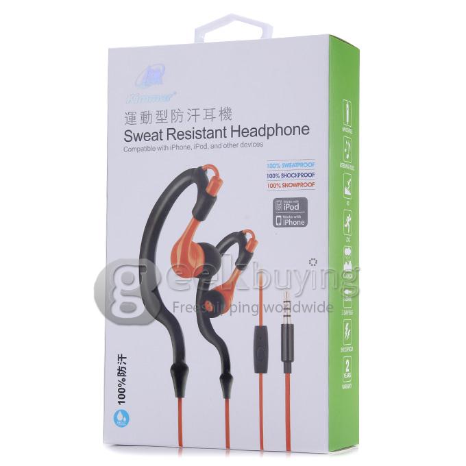 Kimmar KM-R02 3.5mm Plug Sweatproof Stereo Headphone Compatible With iPhone/iPod/other Devices - Orange