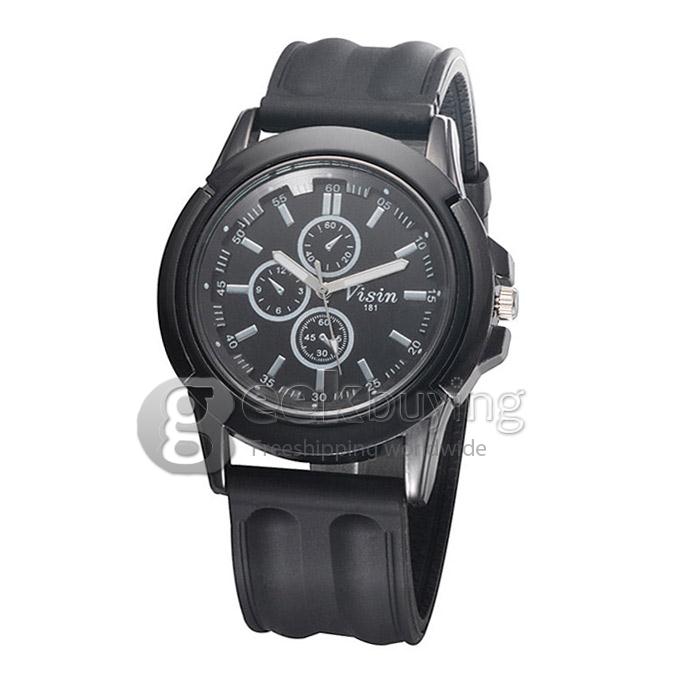 YR WH077 Fashion Leisure Unisex Sports Quartz Watch With Round Dial - Black