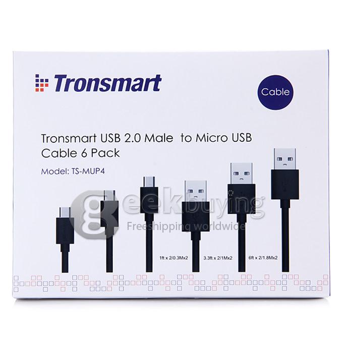 [Spain Stock] Tronsmart [6 Pack]1ft*2 & 3ft*2 & 6ft*2 Micro USB Cables High Speed USB 2.0 Male to Micro USB Sync/Charging Cables