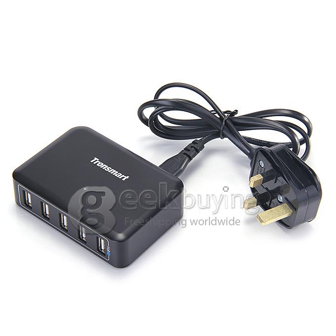 Tronsmart 5 Port 40W 8000mA Speed USB Smart Charger With VoltIQ For iPad iPhone iPod Android Windows Tablets - UK Plug