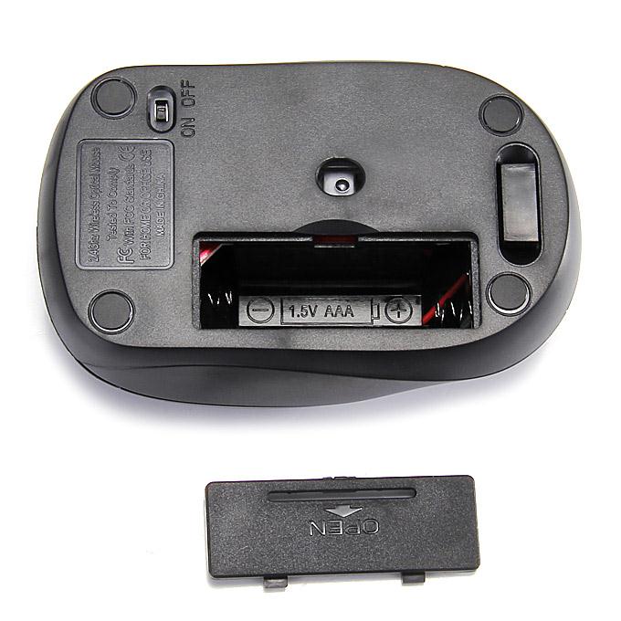 A800 Universal Optical Sensor 2.4GHz Wireless Mouse for Windows Mac OS - Black