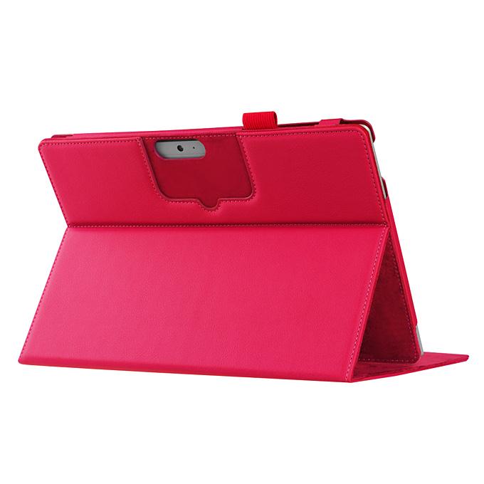 New Folio PU Leather Keyboard Stand Cover Case For 10.8 Inch Microsoft Surface 3 Tablet - Rose Red