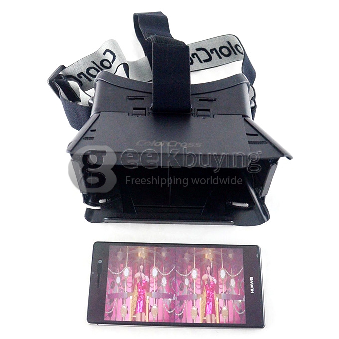 Head Mount 3D Immersive Virtual Reality VR Headset FOV70 Video Game Cardboard IPD & Focus Adjustable for 4-6 inches Smartphones - Black