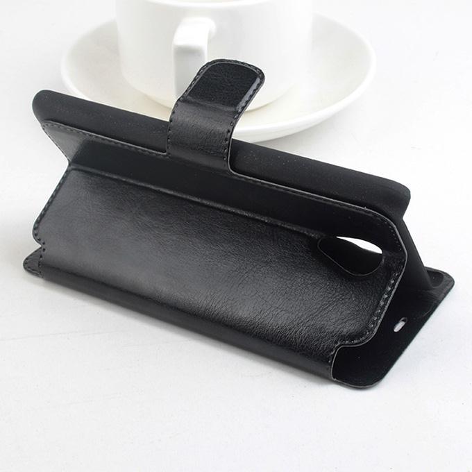 Protective Hard Cover Flip Stand Leather Case for MEIZU M2 NOTE (MEILAN NOTE 2) - Black