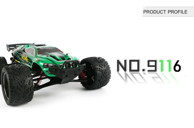 9116 1/12 Brushed RC Monster Truck 2.4GHz 38KM/H High Speed 2WD RTR - Red