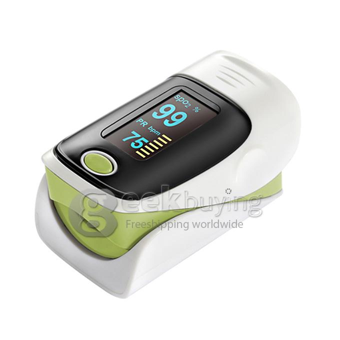 2 In 1 Finggertip Pulse Oximeter Blood Oxygen Device Pluse Rate Oxygen Saturation of Blood LED Display - Green
