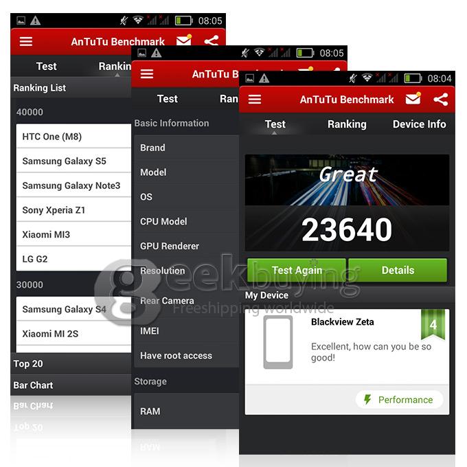 Blackview Zeta V16 5.0 Inch HD Android 4.4 1GB 8GB Smartphone MTK6592M Octa Core 1.4GHz 5.0MP 3G/GPS Miracast - Black
