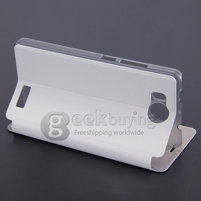 Protective Hard Cover Flip Stand Leather Case for UMI Hammer Smartphone - White