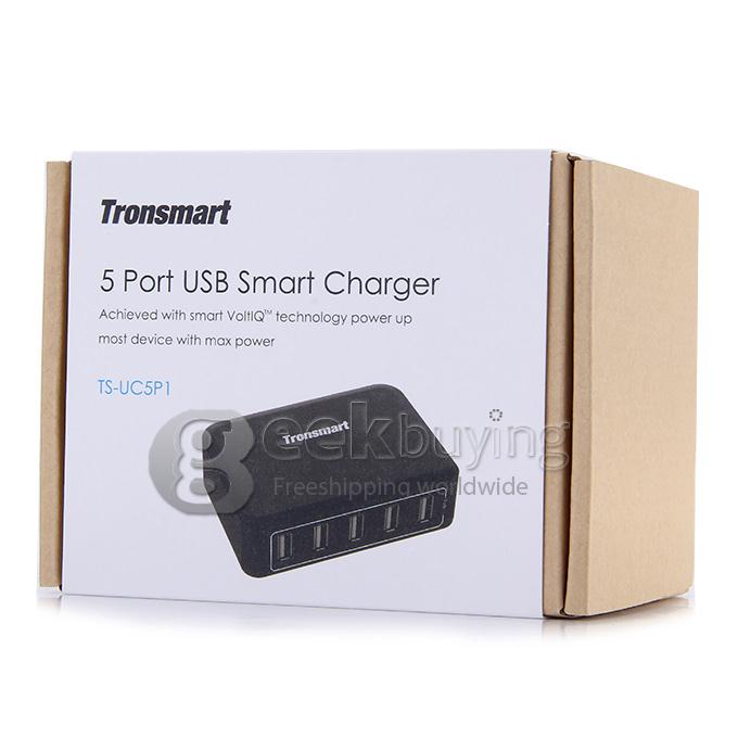 Tronsmart 5 Port 40W 8000mA Speed USB Smart Charger With VoltIQ For iPad iPhone iPod Android Windows Tablets - UK Plug