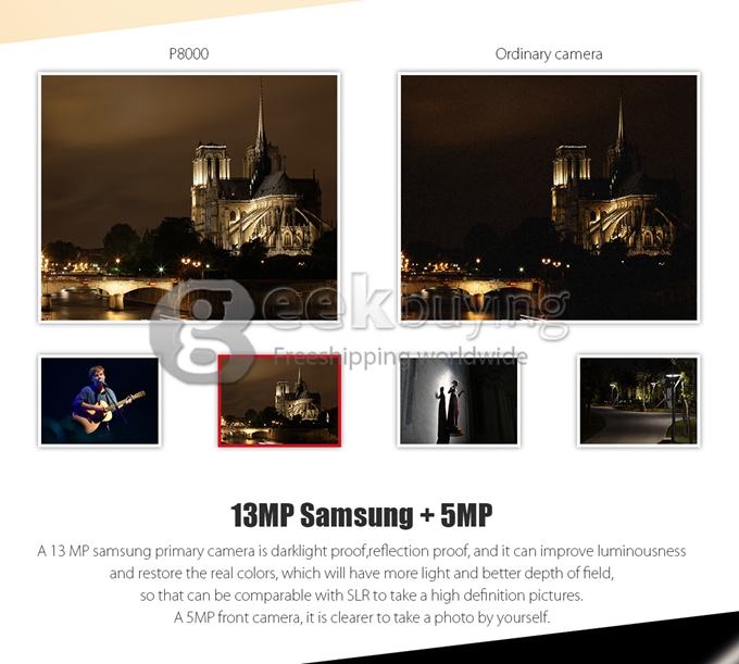 Elephone P8000 5.5 inch FHD 4G LTE Android 5.1 3GB 16GB Smartphone 64bit MTK6753 Octa Core 13.0MP Touch ID 4165mAh -Black