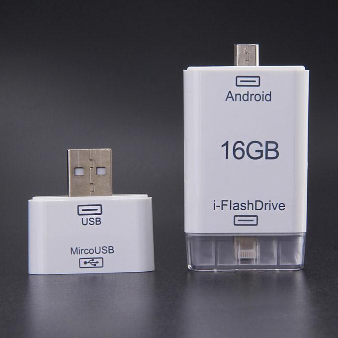 i-Flash Device HD Flash Drive Built-in 16GB Memory For Android/ IOS / PC - White