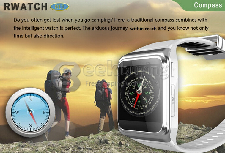 RWATCH R10 Smart Watch Multilingual GSM Phone BT4.0 Capacitive Touch Screen Heart Rate Monitor Sleep Tracker - Gold