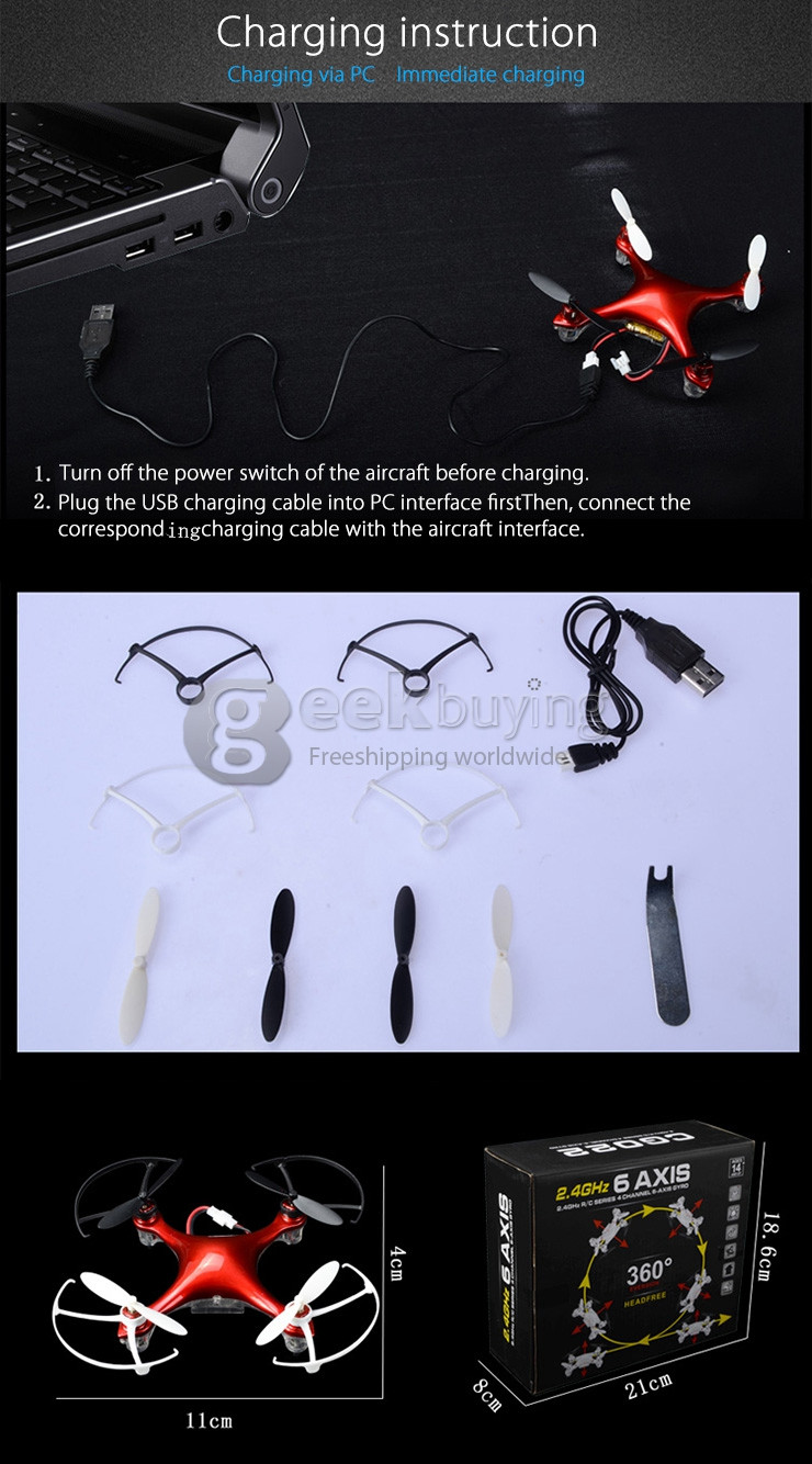 CG022 Mini RC Quadcopter 2.4G 6 Axis Gryo Headless Mode One Key To Roll 3D Flip LED RTF Aircraft With Latest Circuit Board - White
