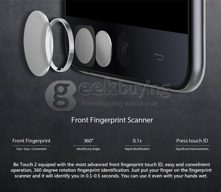 Ulefone Be Touch 2 5.5inch FHD 4G LTE Smartphone Android 5.1 3GB 16GB 64bit MT6752 Octa Core 1.7 GHz 13.0MP - Metal Grey