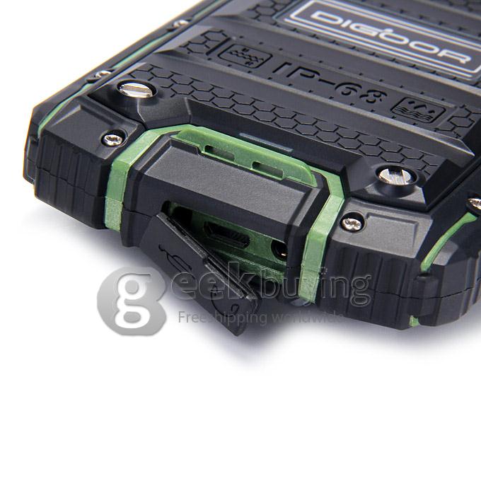 DIGOOR DG1 Plus IP68 Rugged Phone 4.0inch Android 4.4 MTK6582 Quad Core 1.3GHz 1GB 8GB 5.0MP Walkie Talkie Miracast - Green