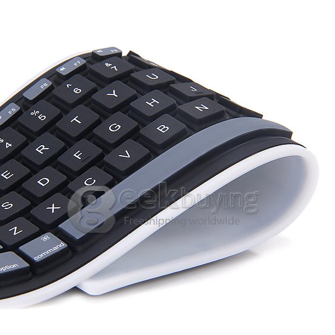 WP002 Foldable Wireless Bluetooth 2.0 Keyboard Portable Chocolate Mini Keyboard for PC Tablet Laptop - Black