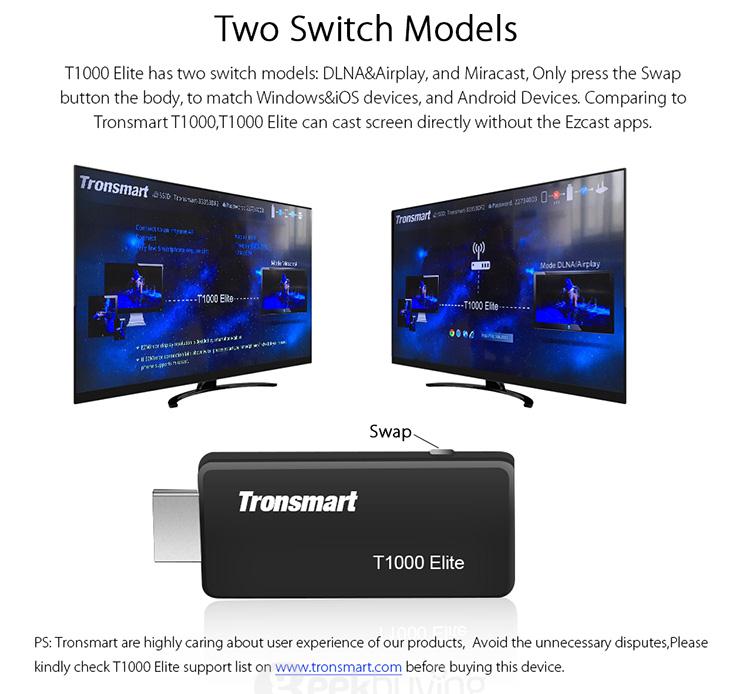 Tronsmart T1000 Elite Linux Wifi Display Dongle AM8252 HDMI 1080P 802.11 b/g/n for Miracast/DLNA/Airplay