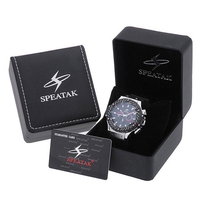 WH294 Speatak Leisure Personalized Dual Timer Men Quartz Sports Watch - Black
