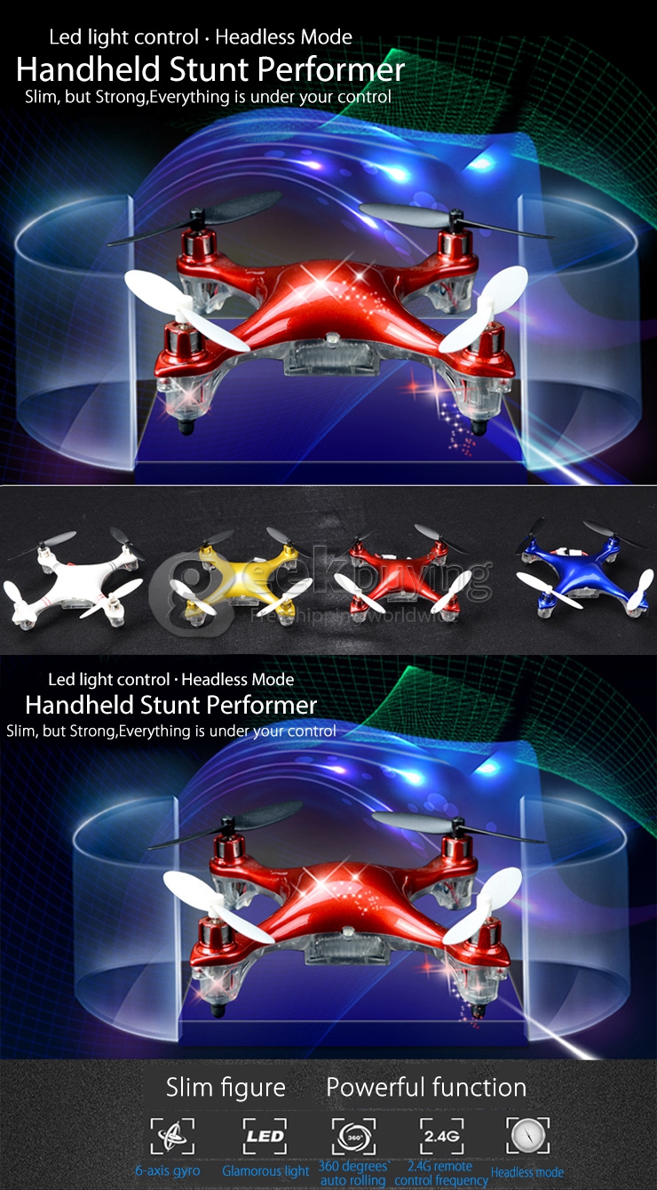 CG022 Mini RC Quadcopter 2.4G 6 Axis Gryo Headless Mode One Key To Roll 3D Flip LED RTF Aircraft With Latest Circuit Board - White