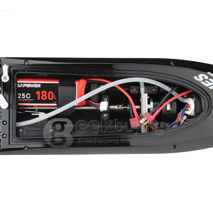 FT012 Upgraded RC Racing Boat 2.4G Brushless 45HM/H Auto Flip Over Yacht with Cooling System  - Black